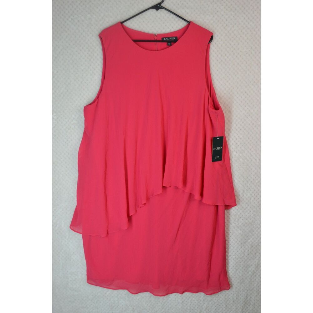 Lauren Ralph Lauren Women's 24W Pink Sleeveless Shift Dress